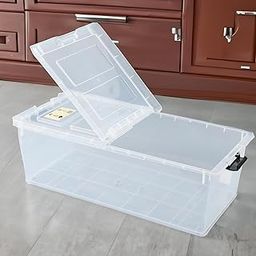 Kuber Industries Large Capacity Underbed Storage Box with Lids and Wheels | Dustproof & Stackable | Rectangular Storage Box | Multipurpose Organizer for Clothes/Toys (79L)-23