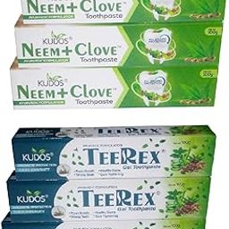 Kudos Neem+Clove Tightens Gum Paste & Teerex Paste (Ayurvedic Formulation|Unique Combination Of 18 Herbs, Thoroughly Clean Teeth, Total Dental Health And Hygiene, Long Lasting) (Combo Pack Of 6)-16