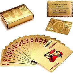 Toyshine Gold Plated Poker Playing Card Game, Classic PVC Poker Table Cards For Adults,Pack Of 54 Cards-11
