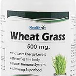 Healthvit Wheat Grass 500mg For Detoxifies The Body | Boosts Immune System | Increase Energy Level | Alkaline Superfood | 100% Natural And Non-GMO | 60 Capsules-image-12