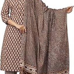 Women's Straight Fit Printed Jaipuri Cotton Kurta with Pants and Dupatta Salwar Suit for daily and work use-picture-2