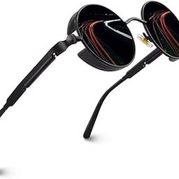 Vintage Round Steampunk Sunglasses for Women Men Circle Gothic Glasses Retro Metal Frame-picture-36