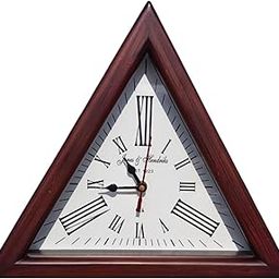 ADAM Home Decor Wood Analog Wall Clock | Brown Roman Triangle Shape | Can Also Be Used as Table Clock | Long-Run Plain Glass Wall Decor | Size: 30 cm x 3.81 cm | Pack of 1-32