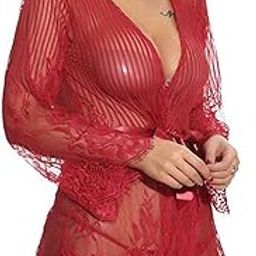 Ubervia Lace Underwear, Underwear Made of Soft Polyester for Women, Breathable and Comfortable for Your Bedroom Honeymoon XXL Wine Red-image-12