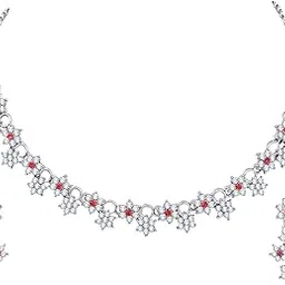 atasi international Unique Design Crystal AD Style Necklace Jewellery Set with Earrings | Ideal for Party, Festivals and Special Occasions-picture-5