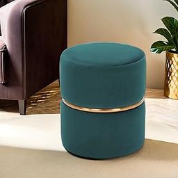 JUMBO CRAFTS Ottoman Pouffes for Living Room Sitting Furniture Footrest Puffy Foam Stool Sofa Side Stool, Wooden Small Ottoman Footrest Stool, Makeup Chair, Pouf for Office & Home Decoration - Green-image-55
