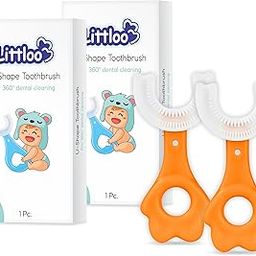 LITTLOO Baby U -Shaped Silicone Manual Toothbrush With Soft & Elastic Bristles For Complete 360 Degree Dental Cleaning, Specially Designed For Toddlers & Children - Orange (Pack Of 2)-6