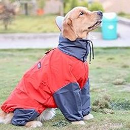 Waterproof Dog Raincoat with Hood, Full Body Coverage, Red and Grey, for Large Breeds, Adjustable Design (6XL-30)-image-64