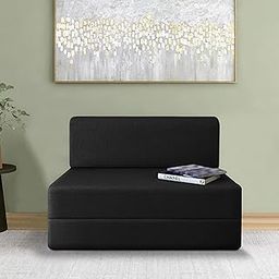 NUVOLE 1-Person Sofa Cum Bed Imported Velvet Fabric- Washable Cover- Including 1 Cushion - 3' X 6' Ft Perfect for Home & Office for Guests-image-4