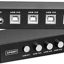 Printer Sharing USB Switch 4 Ports USB 2.0 Selector Switch Box for 4 PC Share 1 USB Device Printer PC Computer Scanner Printers-Black-26