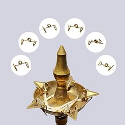 Pure Brass Samai Kadi, Wick Holder for Samayi Lamps & Vilakku, Thiri Stand for Kerala Diya (Pack of 6)-image-16