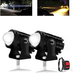 Lista Original Dc Power 18W Mini Gun Driving Fog LED Light Universal For All Models Of Motorcycle,Bikes,Scooters,Projector(Pack Of 2,Yellow&White 1 Month Warranty,-13