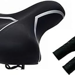 Shrenik Bicycle Seat Cycle Handle Grip || Soft PU Form Complete Wide Saddle || Non Toxic Soft Grip Set || MTB Mountain City Bikes Senior/Junior Black Color-image-29