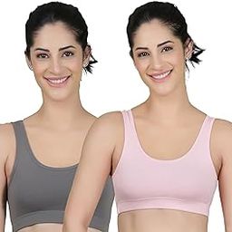 Women's Super Cotton Blend Sports Bra||Non Padded|| Wirefree Everyday use||Low Impact-Full Coverage Bra|| 2 Piece Combo Sports Bra-picture-15