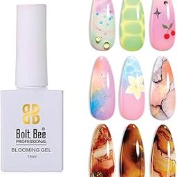 Blooming Gel Polish 15ml UV LED Soak-Off Nail Art Gel for Marble & Spreading Effects DIY Watercolor Flower Designs, Creative Nail Art Magic-23