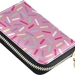 Colorful Donuts Glaze RFID Credit Card Wallet, Microfiber Leather Zipper Card Case Holder for Women-image-24