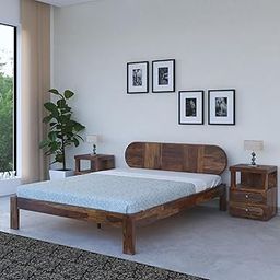 Vintage Home mWoodwhiz Solid Wood Queen Size Non Storage Bed in Provincial Teak Finish-image-48