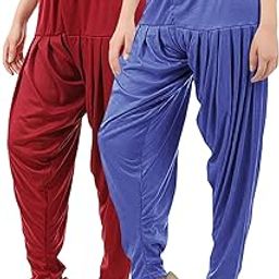 Women's Cotton Viscose Dhoti Patiyala Salwar Harem Bottom Pants Lavender Maroon Black Large Combo Pack of 2-image-76