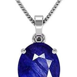 8.25 Ratti/ 7.32 Carat Blue Sapphire Silver Locket Pendant (Nilam/Neelam) Rashi Ratan Gemstone for Men and Women-image-38
