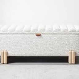City Wood Palace Yamah Modern Storage Ottoman Bench for End of Bed Fabric Upholstered Entryway Bench for Bedroom with Storage and Cylindrical Flip Top for Window Seat/Living Room/Lounge (White)-image-57