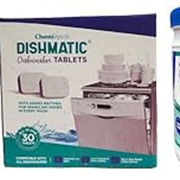 Dishmatic Dishwasher Tablets Rinse Aid and Salt, Dishwashing Tablets Liquid Rinse Aid Salt for Sparkling Clean Dishes Compatible with All Dishwashers (30 Pcs * 250 ml * 1 Kg)-image-6