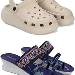 Premium Comfortable Regular Wear Women Clogs with Stylish Flats Fashion Sandal for Women's & Girls-Combo(2)-OO1-1947-7 Blue(COMBO(2)-OO1-1947-7_BZ)-image-18