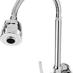 Spazio Topaz Flex Sink Faucet/Sink Cock With Swivel Shower Spout - Flexo Play With 360 Degree Moving Hose,Dual Flow Type Hot/Cold Water Tap With Wall Flange Bib Tap Faucet Wall Mount Installation Type-image-8