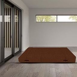 Sofa Cum Bed - Perfect for Guests- Jute Fabric Washable Cover Two Seater - with Two Cushion (Zigzag Pattern)- Black | 4' X 6' Feet-18