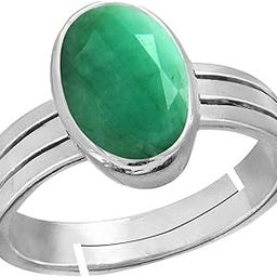 Emerald Panna 6.5cts or 7.25ratti stone Sterling Silver Adjustable Ring For MEN-image-61