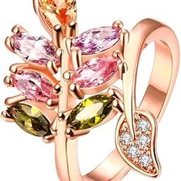 Rings for Women Multicolor Ring Sparkling Glamourously Swiss Zircon RoseGold Plated Adjustable Ring for Women and Girls.-image-27
