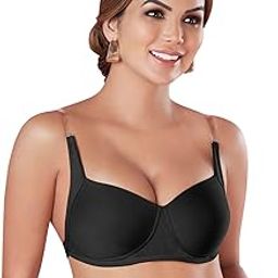 Sonari Backeye T Shirt Bra Non Padded Wire Free Cotton Bra | Backless Bra with Transparent Straps for Versatile use | Non Wired Bra with 3/4th Coverage to Mix with Any for All-Day Wear-image-3