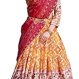 Women's Jacquard Semi-Stitched Lehenga choli Tussar Silk With Patola Print-picture-16