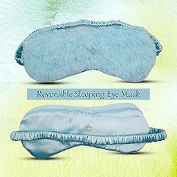 Luxury Sleep Mask with Natural Fur and Mulberry Silk, Adjustable Strap, Total Blackout, Blue-image-99
