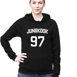 Woman Junkook k-pop Hoodie Black BTS Cotton glirs-image-56