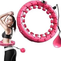 Cannagenix Smart Weighted Hula Hoop for Adults, Weight Loss, Non-Fall Fitness Ring with 24 Detachable Knots, Adjustable Weight, Noiseless Auto-Spinning Ball, 2 in 1 Abdomen Fitness Massage-image-66