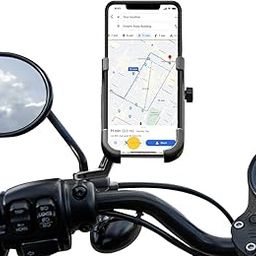 Mobile Holder for Bikes or Bike Mobile Holder for Maps and GPS Navigation Firm Gripping, Anti Shake and Stable Cradle Clamp 360° Rotation Phone Mount (Black Color) (Mirror Fitting)-image-1