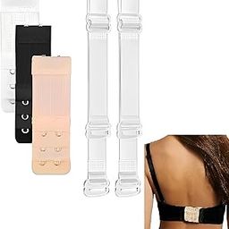 3pcs Elastic Bra 2 Hook Bra Strap Extensions + 1 pair Clear Bra Strap Non-Slip Adjustable Bra Strap Transparent Shoulder Strap for women-36