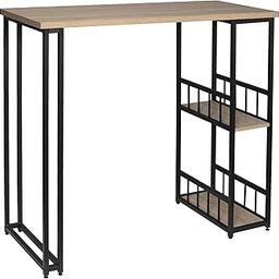 Priti Bistro Bar Table Counter Table With 2 Shelves Metal Frame Mdf Top, Black-image-8