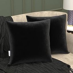 MY ARMOR Velvet Cushion Covers Set of 2-12 X 12 Inches / 30 X 30 Cm, Soft & Luxurious Cushion Cases for Bedroom, Sofa, Chair & Living Room - Black-22
