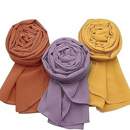 Women Soft Chiffon Georgette Scarves Shawl Stoles Long Scarf Wrap head Scarves-image-5