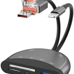 Tobo USB-C/Type-C, 8 Pin, USB to USB-C/Type-C, 3 x USB, TF/SD Card Multi-Function Adapter(Dark Grey) NK-1052TL Pro TD-1385TC-22
