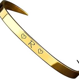 Gold Plated Alphabet Initial Bracelet A-Z | Unisex Kada Design | Hypoallergenic Stylish & Adjustable Jewelry for Men & Women-8