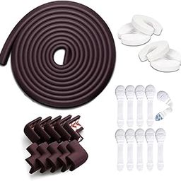 Kids Station Baby Safety Kit - 5 Meter Edge Protector Strip, 8 Corner Guards, 4 Door Stoppers, 10 Child Safety Locks for Drawers, All-in-One Baby Proofing (Brown + White)-image-52