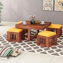 MetalTree Solid Sheesham Wood Coffee Table (Honey, Drew)-image-10