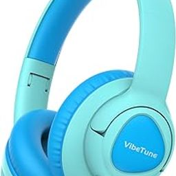 VibeTune Kids Bluetooth Headphones, 60H Playtime, Volume Limited 85/94dB, Bluetooth 5.4, Type-C Fast Charging, Foldable Wireless Headphones for Kids, Toddler Headsets with HD Mic (Blue Macaron)-picture-9