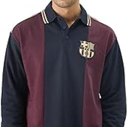 Official FCB: Love of Football Men and Boys Long Sleeve Collared Neck Multicolor Graphic Printed Cotton Oversized Rugby Polos-image-101