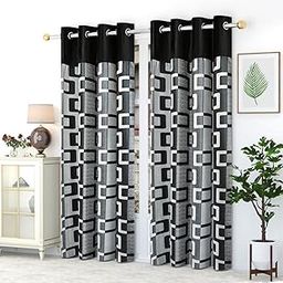 FARRELL Home Decor -1 Piece Polyester Bedroom Grommet Semi Sheer Curtain For Window (4 X 5 Feet Grey,Black) | Leaf-picture-28