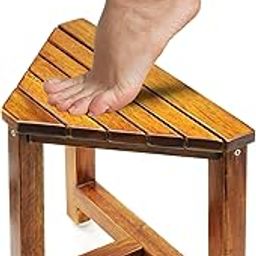 SENSUNIQ Shower Foot Rest for Shaving Legs | Rustic Brown Corner Shower Stool, 12 in Triangle Bathroom Bench for Small Shower Spaces | Bath Seat, Spa Foot Step, Stool for Inside Shower Shaving Legs-image-65