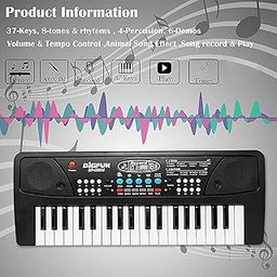 Tazurba 37 Key Piano Keyboard Toy with dc Power Option, Recording and mic- 37 Keys Piano for Kids Electronic Piano with Microphone-0