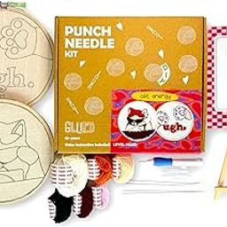 Glued Punch Needle Kit | DIY | Embroidery Set | Fun for Adults and Kids | 3 Difficulty levels - Easy, Medium, Hard | Perfect for Beginners with Printed Monks Cloth | Great For Gifting and Creative Hobbies (Hard)-image-39